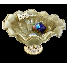Meyvə kasası Murano 36х22 sm, şüşə, bej/qızılı