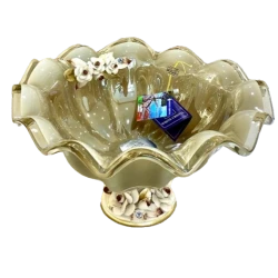 Фруктовница Murano 36х22 см, стекло, бежевый/золотой