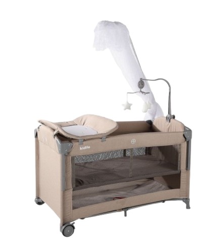 Manej-çarpayı Kidilo T-702L, qəhvəyi, 125×65×74 sm