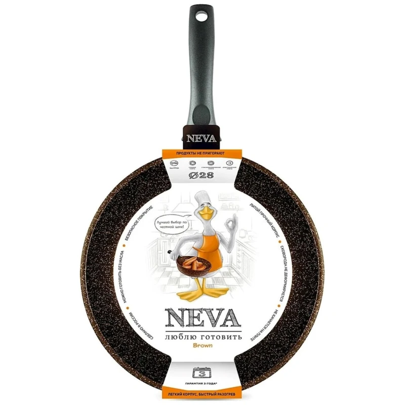 Сковородка Neva Granite Brown, 28 см, алюминий, коричневая Сковородка Neva Granite Brown, 28 см, алюминий, коричневая