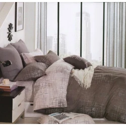 Комплект постельного белья MiraNova SF-709, пододеяльник 160x220 см, простыня 170x240 см, наволочка 50x70 см, односпальный, хлопок, коричневый/бежевый