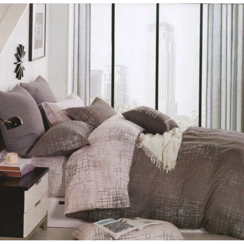 Комплект постельного белья MiraNova SF-709, пододеяльник 160x220 см, простыня 170x240 см, наволочка 50x70 см, односпальный, хлопок, коричневый/бежевый Комплект постельного белья MiraNova SF-709, пододеяльник 160x220 см, простыня 170x240 см, наволочка 50x70 см, односпальный, хлопок, коричневый/бежевый