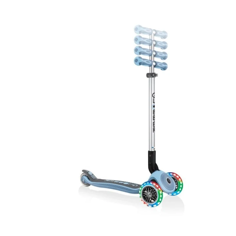 Самокат-кикборд Globber Primo Foldable Premium Lights, детский, от 3 лет, максимальный вес 50 кг, голубой Самокат-кикборд Globber Primo Foldable Premium Lights, детский, от 3 лет, максимальный вес 50 кг, голубой
