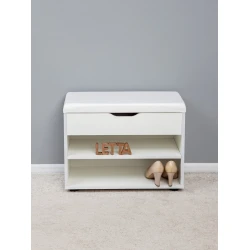 Обувница с сиденьем Letta, 61.5x47x31 см, ЛДСП, белая Обувница с сиденьем Letta, 61.5x47x31 см, ЛДСП, белая