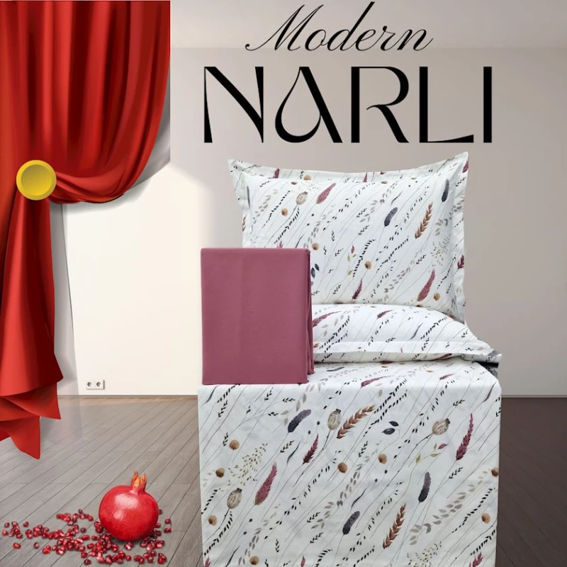 Комплект постельного белья Narlı 1155, пододеяльник 200x220 см, простыня 240х260 см, наволочки 50х70 см, двуспальный, хлопок, разноцветный