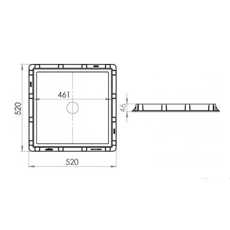 Lyuk qapağı LuxWares, 500x500 mm, plastik