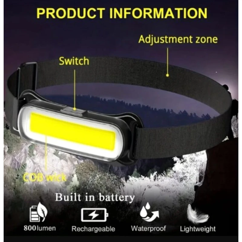 Alın üçün fənər, qara, sarı