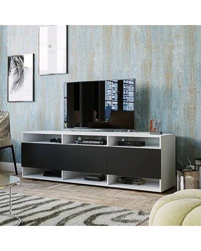 TV üçün tumba Ev Plus 12115880, LDSP, ağ/antrasit, 180x40x50 sm