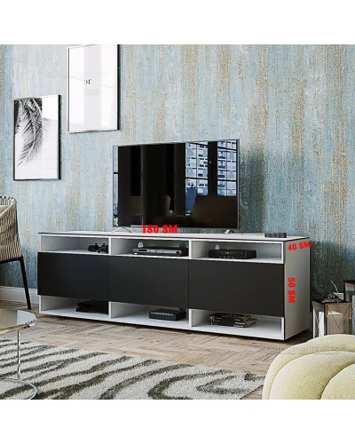 TV üçün tumba Ev Plus 12115880, LDSP, ağ/antrasit, 180x40x50 sm
