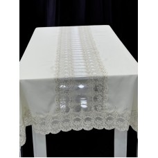 Süfrə MiraNova NRl-00620, kətan, ağ, 160x300 sm