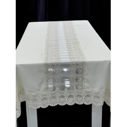 Скатерть MiraNova NRl-00620, лен, белая, 160x300 см