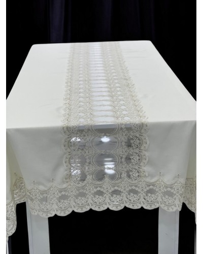 Süfrə MiraNova NRl-00620, kətan, ağ, 160x300 sm
