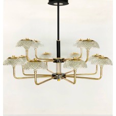 Asma çılçıraq Şəms 8681 - 8 + 4 LED, qızılı/qara, kristal abajur - LED 8681-8+4