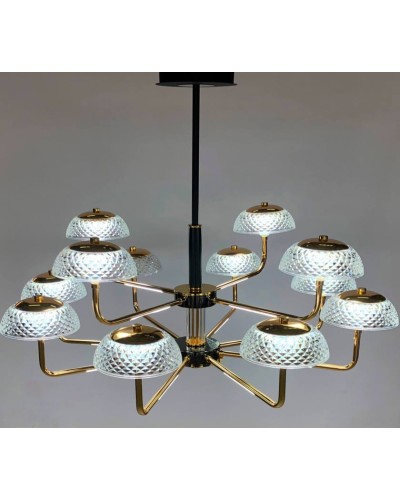 Asma çılçıraq Şəms 8681 - 8 + 4 LED, qızılı/qara, kristal abajur - LED 8681-8+4
