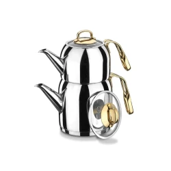 Набор чайников Korkmaz Goldia A193, нержавеющая сталь, серебристый/золотистый