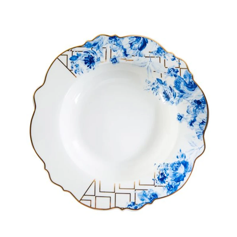 Тарелка глубокая суповая Hom-me Blue Blossom, 23 см, Белый