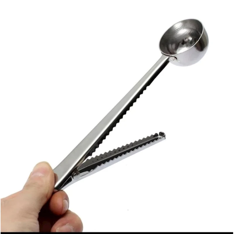 Səpələnən məhsullar üçün çömçə MH1236756, paslanmayan polad, kipləşdirici sıxac ilə, gümüşü