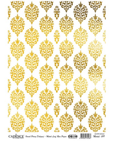 Dekupaj üçün düyü kağızı Cadence Metal Leaf Rice Paper Gold 019, qızılı, А3, 29.7x42 sm