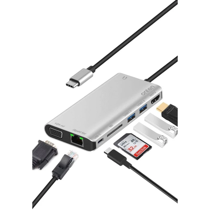 Док-станция OT-9591B USB Type-C 8 in 1 Док-станция OT-9591B USB Type-C 8 in 1