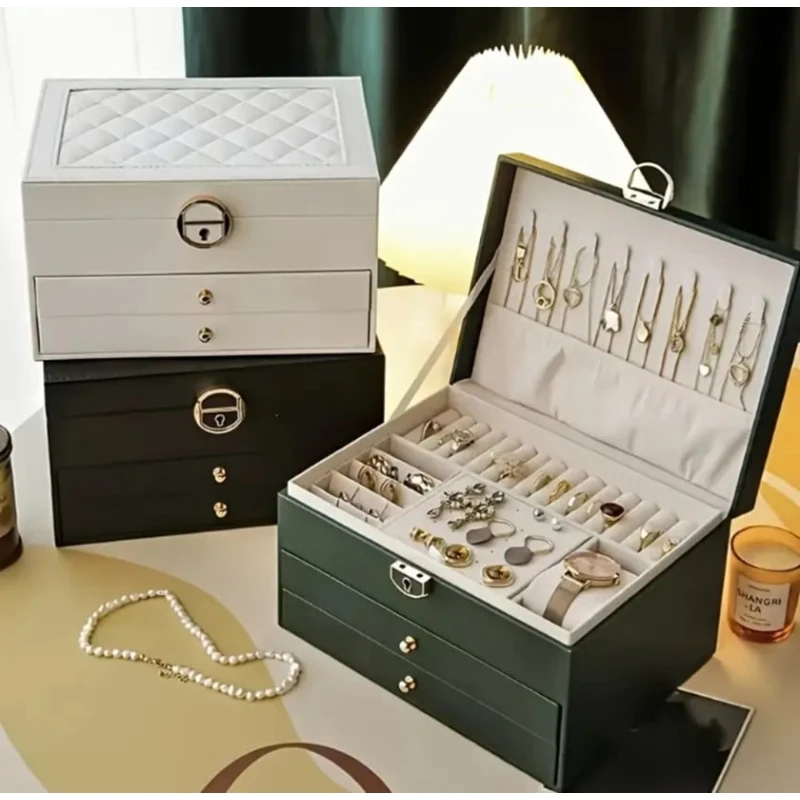 Органайзер для украшений, экокожа, зеленый 23x17x13,5 см