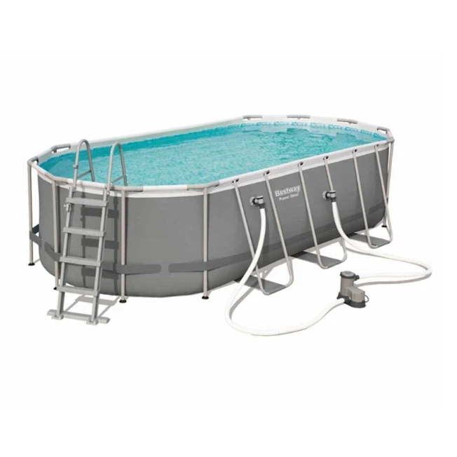 Бассейн Bestway Power Steel, каркасный, овальный, длина 549 см, ширина 274 см, высота 122 см, серый Бассейн Bestway Power Steel, каркасный, овальный, длина 549 см, ширина 274 см, высота 122 см, серый