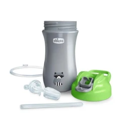 Поильник с трубочкой Chicco Pop-Up, 350 мл, 2+ лет, серый/зеленый Поильник с трубочкой Chicco Pop-Up, 350 мл, 2+ лет, серый/зеленый