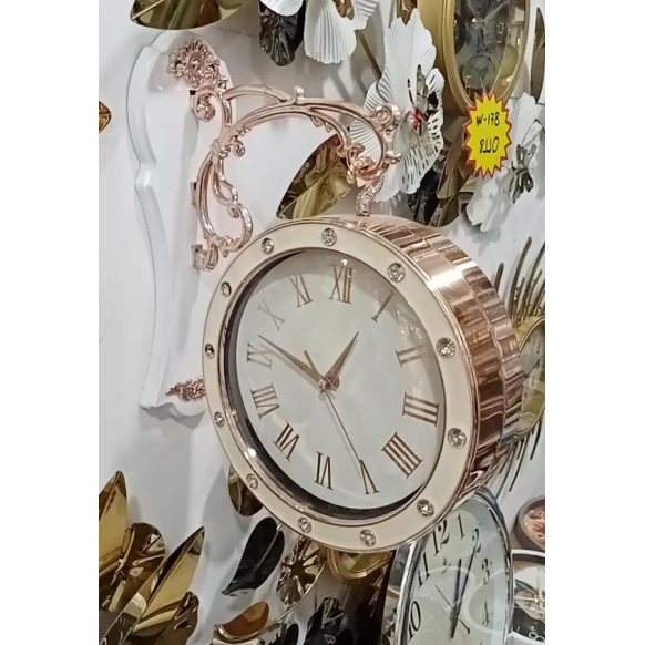 Двусторонние настенные часы SS-068, 26 см, пластик, золотистые