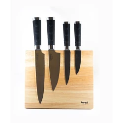 Набор ножей Lamart 101612, на магнитной доске, 4 шт, серебристый/черный/коричневый