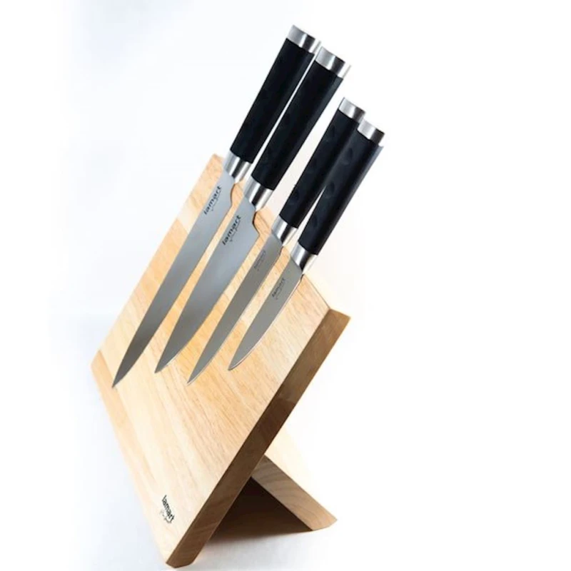 Набор ножей Lamart 101612, на магнитной доске, 4 шт, серебристый/черный/коричневый Набор ножей Lamart 101612, на магнитной доске, 4 шт, серебристый/черный/коричневый