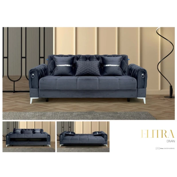 Диван Stil Mebel Elitra, 215x82x80 см, синий Диван Stil Mebel Elitra, 215x82x80 см, синий