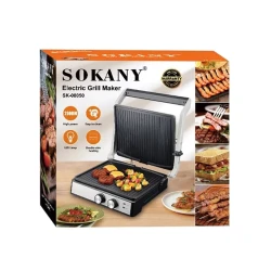 Электрический гриль Sokany SK-08050, серебристый Электрический гриль Sokany SK-08050, серебристый