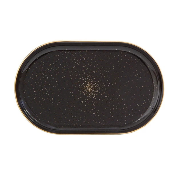 Boşqab Porland Night Magic farfor, qara/qızılı, 32 sm