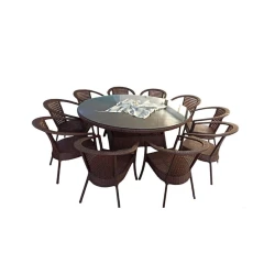 Комплект садовой мебели Zili Rattan Sofiya, на 10 человек, размер стола 180x75 см, коричневый Комплект садовой мебели Zili Rattan Sofiya, на 10 человек, размер стола 180x75 см, коричневый