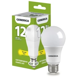 Лампа светодиодная Generica A60 E27, 12Вт, 3000K