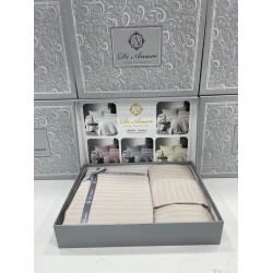 Yataq dəsti MiraNova FS-572, yorğan üzü 160x220 sm, mələfə 170x240 sm, yastıq üzləri 50x70 sm, pambıq, bej