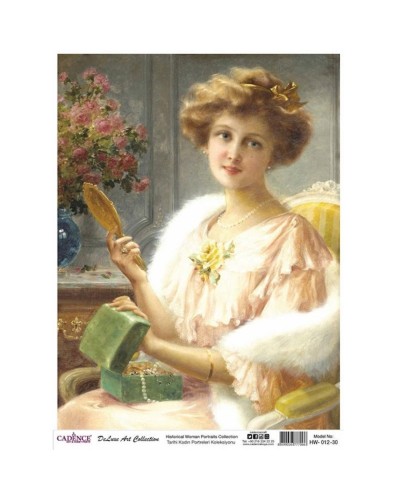 Dekupaj üçün düyü kağızı Cadence Historical Women Collection HW-12 A3, 30x42 sm