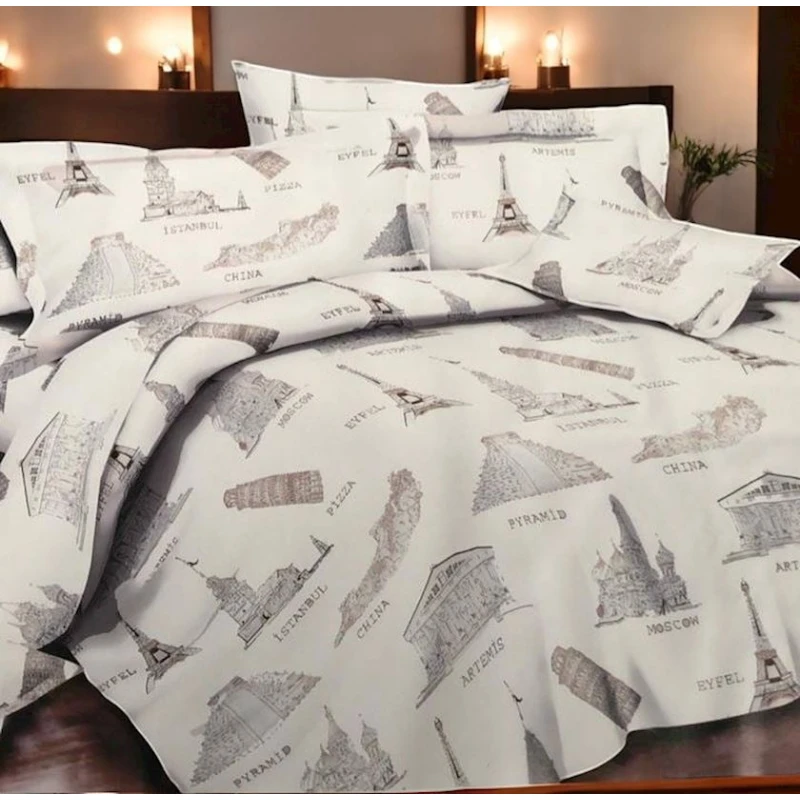 Комплект постельного белья MiraNova 196, пододеяльник 200x220 см, простыня 200x220 см, 2 наволочки 50x70 см, двуспальный, разноцветный Комплект постельного белья MiraNova 196, пододеяльник 200x220 см, простыня 200x220 см, 2 наволочки 50x70 см, двуспальный, разноцветный