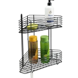 Угловая полка для ванной smil_1386, черная, 35 см