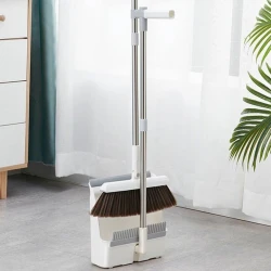 Веник с совком 444, белый, металл