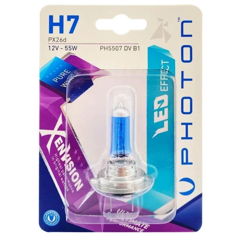 Avtomobilin işıqlandırma cihazları üçün lampa Photon H7 12V 55W PX26D Avtomobilin işıqlandırma cihazları üçün lampa Photon H7 12V 55W PX26D