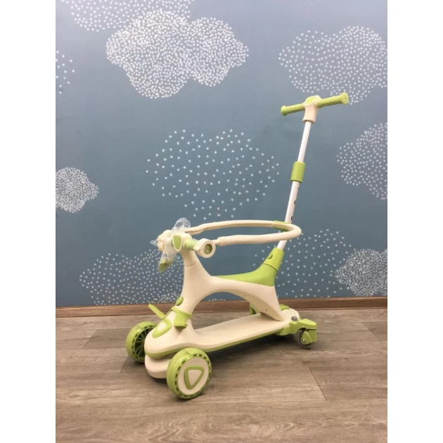 Детский скутер AZR-345 бежевый/зеленый