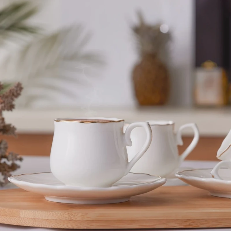 Набор кофейных чашек с блюдцем Emsan Beykoz, керамика, белый, 90 мл, 6 персон Набор кофейных чашек с блюдцем Emsan Beykoz, керамика, белый, 90 мл, 6 персон