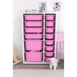 Шкаф для игрушек Pratico I39041, белый/розовый, 30x69.5x109 см