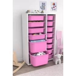 Шкаф для игрушек Pratico I39041, белый/розовый, 30x69.5x109 см