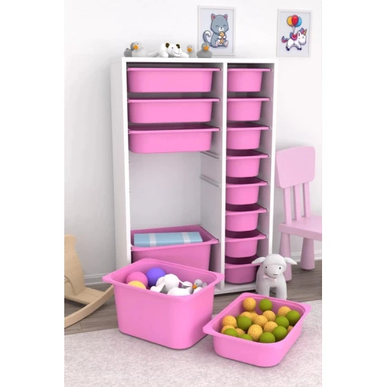 Шкаф для игрушек Pratico I39041, белый/розовый, 30x69.5x109 см Шкаф для игрушек Pratico I39041, белый/розовый, 30x69.5x109 см