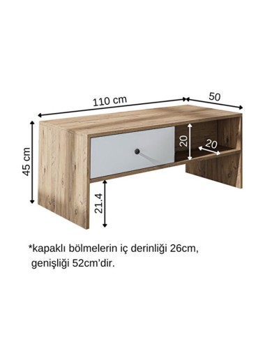 Jurnallıq masa Ev Plus ev_12116051, LDSP, qəhvəyi, ağ, 110x50x45 sm