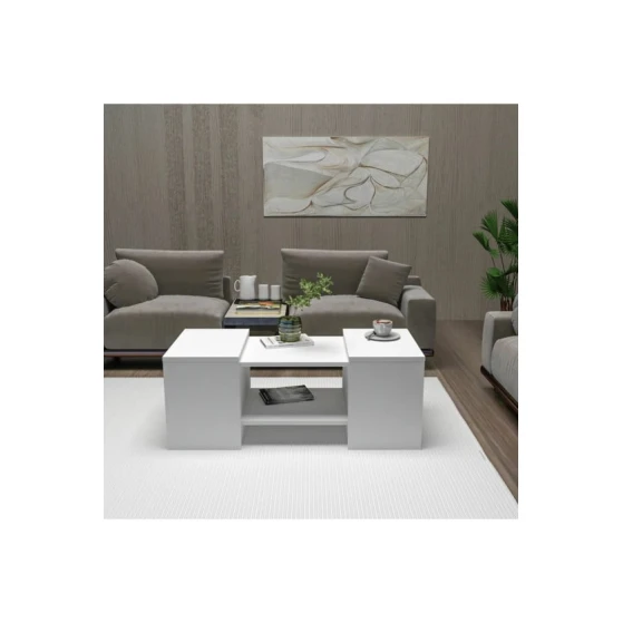 Комплект журнальных столов Ev Plus Dario, ЛДСП, белый, 100х37х40 см Комплект журнальных столов Ev Plus Dario, ЛДСП, белый, 100х37х40 см