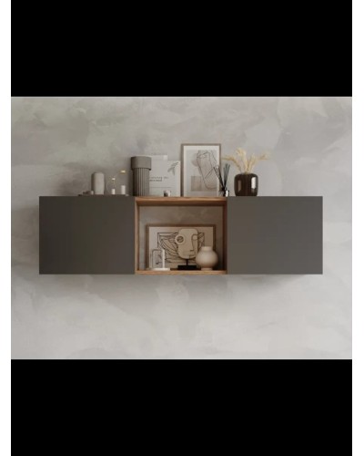Rəf ev_12116117, laminat, boz/qəhvəyi, 120x23x33 sm