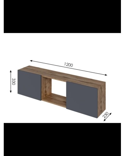 Rəf ev_12116117, laminat, boz/qəhvəyi, 120x23x33 sm