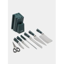 Набор кухонных ножей nabor_001, нержавеющая сталь, 8 предметов, зеленый